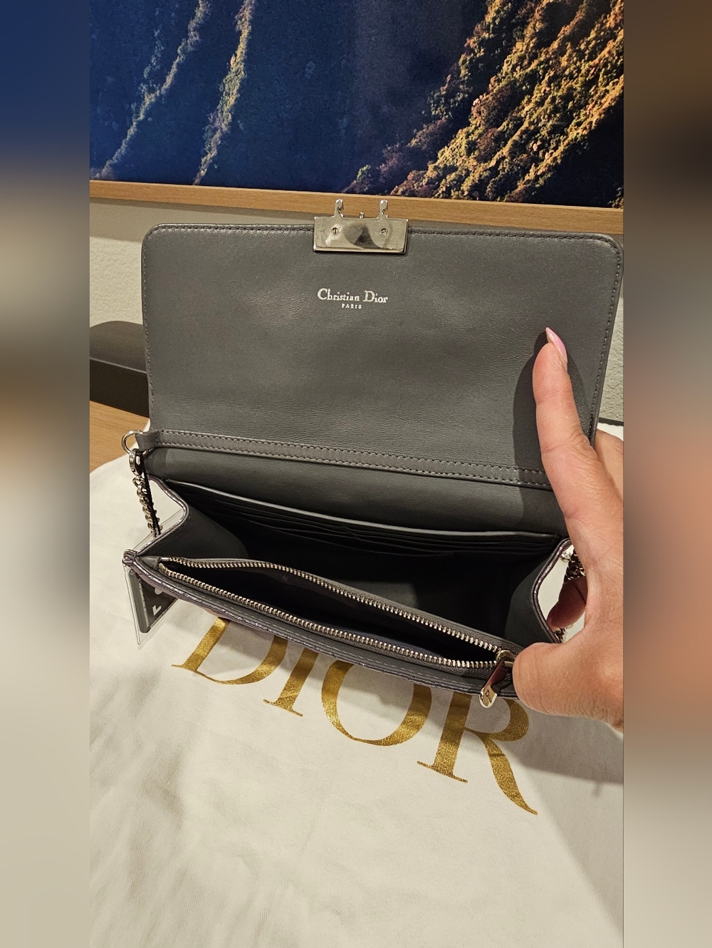 Christian Dior Metallic Lavender Cannage  Wallet on Chain - Picture 8 of 9